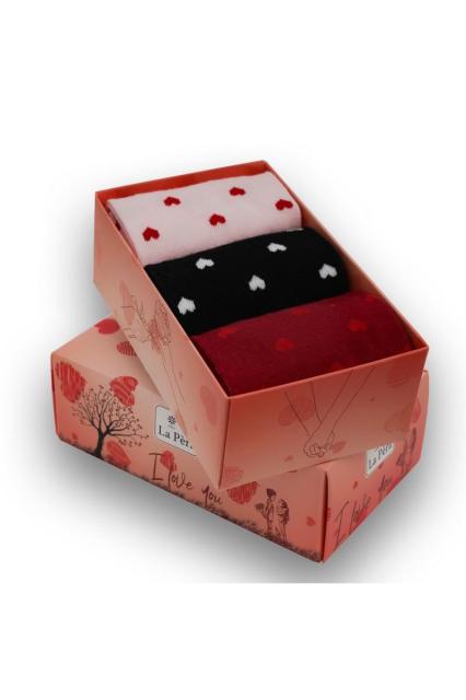 Woman socks in a gift box - 3 pair Love | La Pera Socks