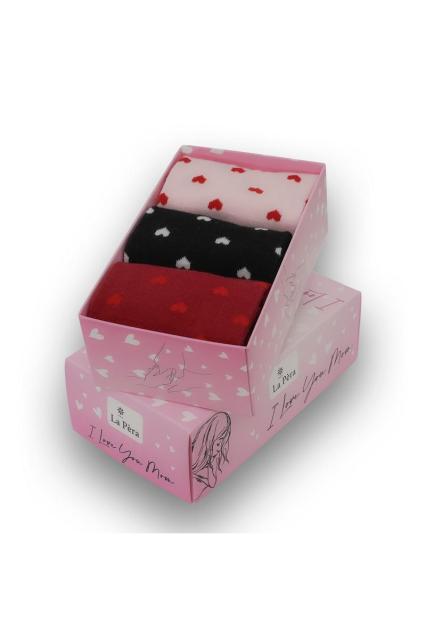 3 Pair of Heart Socks Ladies Gift Box Mother's Day | La Pera Socks