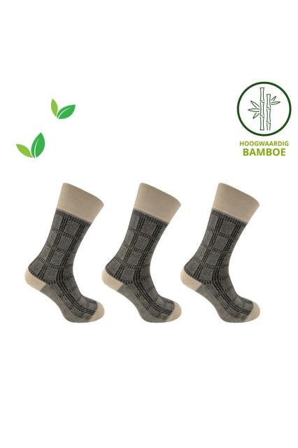 Men's Socks Classic Bamboo 3 pairs beige blocked | La Pera Socks