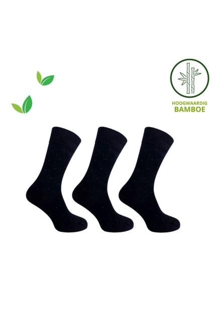 Sokken Heren Classic Bamboe Set van 3 paar zwart met rode stip | La Pera Socks