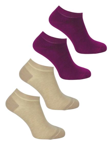 Sneaker Socks Dames Bamboo 4 pairs purple - cream | La Pera Socks