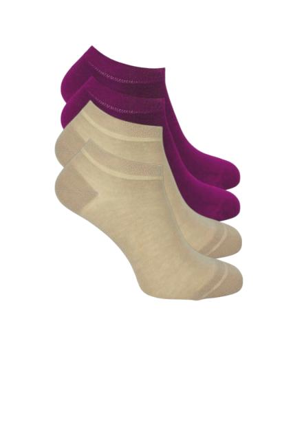 Sneaker Socks Dames Bamboo 4 pairs purple - cream | La Pera Socks