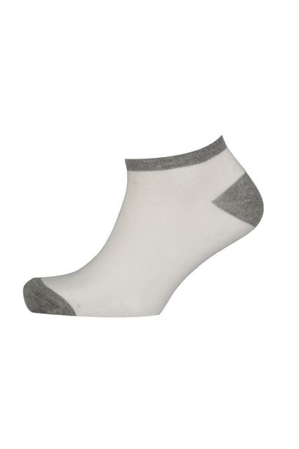 Classic White Cotton Low Cut Socks with Grey Trim – Unisex | La Pera Socks