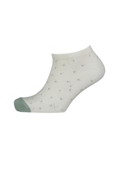White Low Cut Socks with Green Polka Dots & Toe Detail – Soft Cotton Comfort