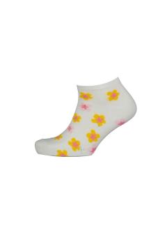 Witte Lage Sokken met Bloemenprint – Voorjaar Collectie
