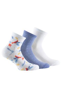 Blauw & Wit Natuur Geïnspireerde Sokken – Feathered Harmony (3-Pack)