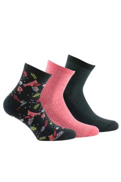 Black & Coral Nature Crew Socks – Twilight Harmony (3-Pack)